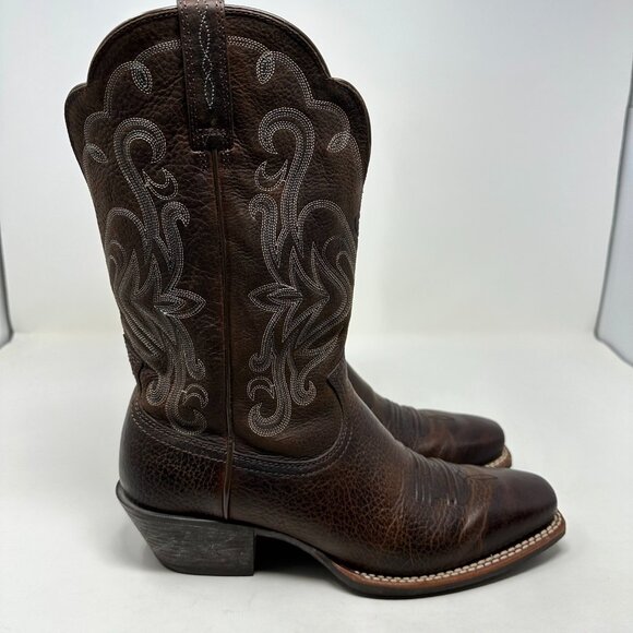 Ariat Legend Western Boot Brown Leather Square Toe Sz 7.5C Cowgirl 15825 - Picture 1 of 16